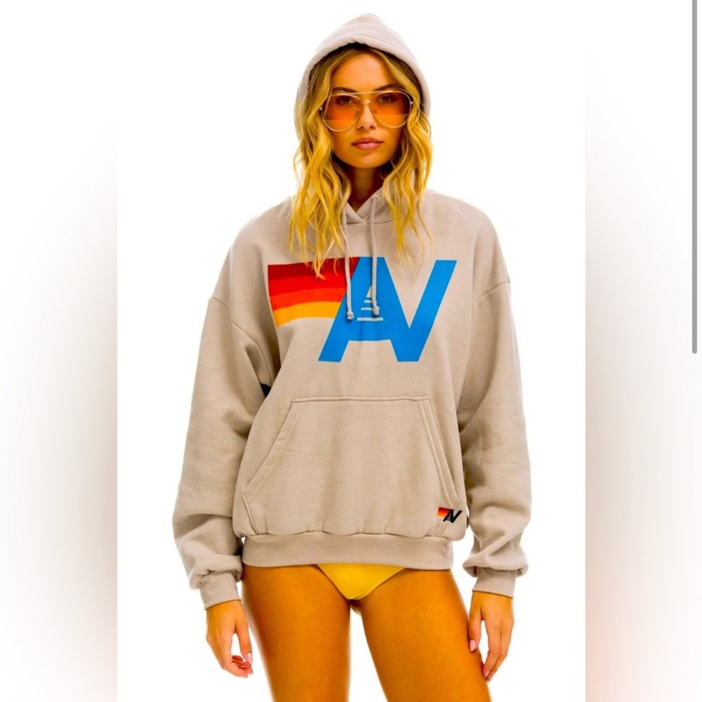 Aviator Nation Relaxed Pullover Logo Hoodie Sz S